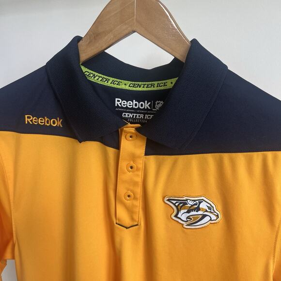 Reebok Nashville Predators Performance Polo Shirt Center Ice Mens Small Hockey - Picture 3 of 8